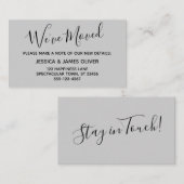 Elegante, minimale "We ve Moved" hellgraue Karte (Vorne/Hinten)