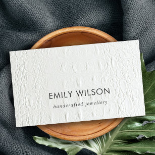 Elegante minimale weiße Ledertextur rustikal Visitenkarte