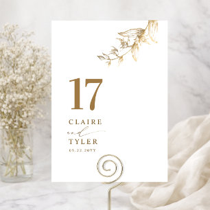 Elegante, Minimale Weiße und Goldene Tischnummer