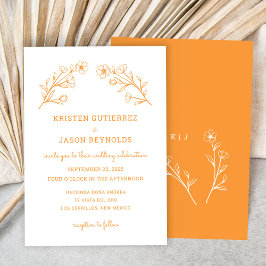 Elegante Minimale Wildblume Einladung Hochzeit