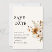 Elegante minimale Wildblume Hochzeit speichern das Einladung (Vorderseite)