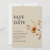 Elegante minimale Wildblume Hochzeit speichern das Einladung (Vorderseite)