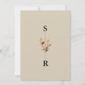 Elegante minimale Wildblume Hochzeit speichern das Einladung (Rückseite)