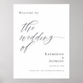 Elegante minimale Willkommen bei unserer Hochzeit Poster (Vorne)
