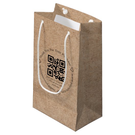 elegante minimalis danke für business qr code kraf kleine geschenktüte (Vorderseite Schrägansicht)
