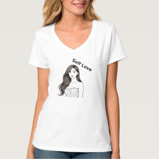 Elegante minimalist Selbstliebe Frau Linienkunst R T-Shirt