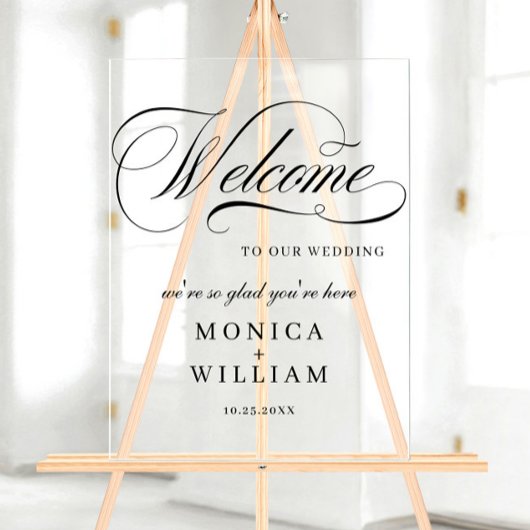 Elegante Minimalist WELCOME Hochzeit Acrylschild