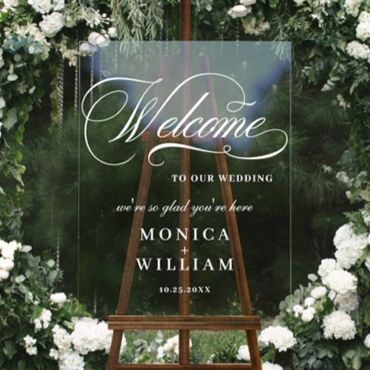 Elegante Minimalist WELCOME Hochzeit Acrylschild