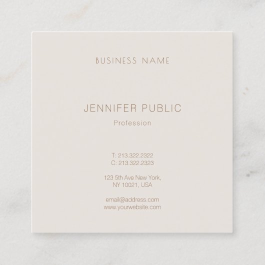 Elegante Minimalistic berufliche moderne Schablone Quadratische Visitenkarte (Rückseite)