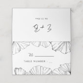 Elegante Minimalistin Ginkgo Biloba Hochzeit Platzkarte (Außenseite Aufgefaltet)