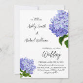 Elegante Minimalistisch Blue Hydrangea Blumenhochz Einladung