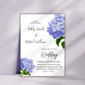 Elegante Minimalistisch Blue Hydrangea Blumenhochz Einladung