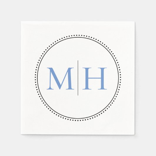 Elegante Minimalistisch Blue Monogram Wedding Serviette (Vorderseite)