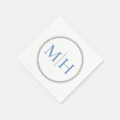 Elegante Minimalistisch Blue Monogram Wedding Serviette (Ecke)