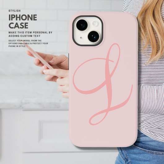 Elegante Minimalistisch Blush Big Calligrafy Initi Case-Mate iPhone Hülle