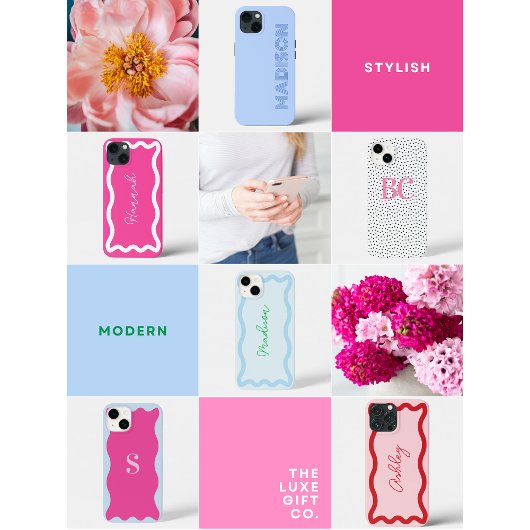 Elegante Minimalistisch Blush Big Calligrafy Initi Case-Mate iPhone Hülle