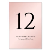 Elegante Minimalistisch Blush und Black Wedding Tischnummer (Rückseite)
