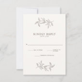 Elegante Minimalistisch Brown & Ivory Wedding RSVP (Rückseite)