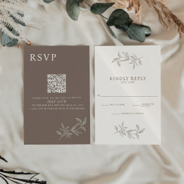 Elegante Minimalistisch Brown & Ivory Wedding RSVP