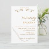 Elegante Minimalistisch Brown Wedding Einladung (Stehend Vorderseite)
