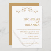 Elegante Minimalistisch Brown Wedding Einladung (Vorne/Hinten)