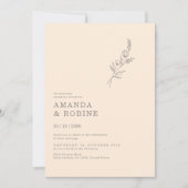 Elegante Minimalistisch Chic Blätter Blume Hochzei Einladung (Vorderseite)