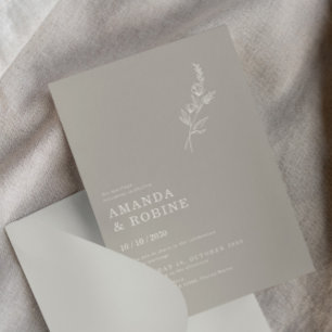 Elegante Minimalistisch Chic Blätter Blume Hochzei Einladung