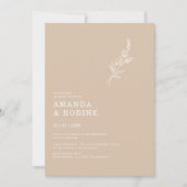 Elegante Minimalistisch Chic Blätter Blume Hochzei Einladung (Vorderseite)