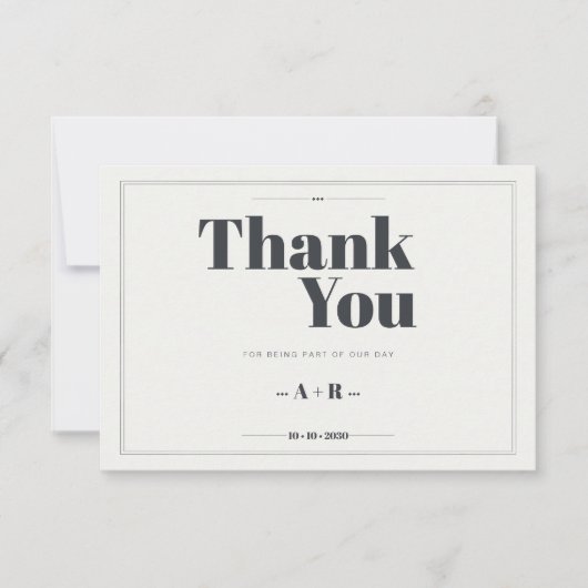 Elegante Minimalistisch-Chic-Hochzeit Dankeskarte (Vorderseite)