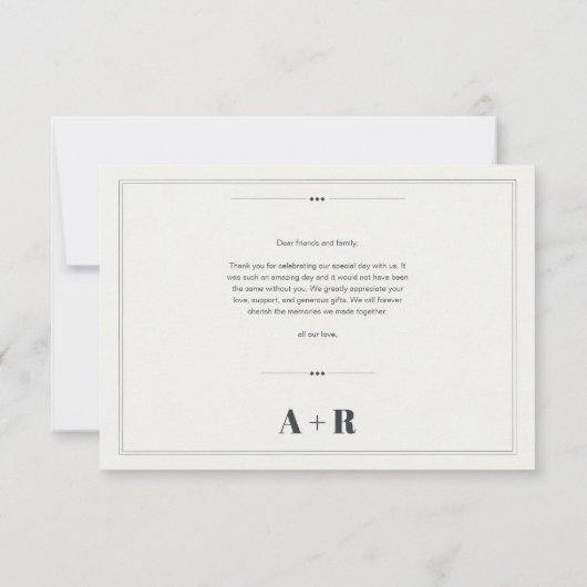 Elegante Minimalistisch-Chic-Hochzeit Dankeskarte (Rückseite)