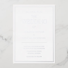 Elegante Minimalistisch Chic Silver Wedding Einlad Folieneinladung