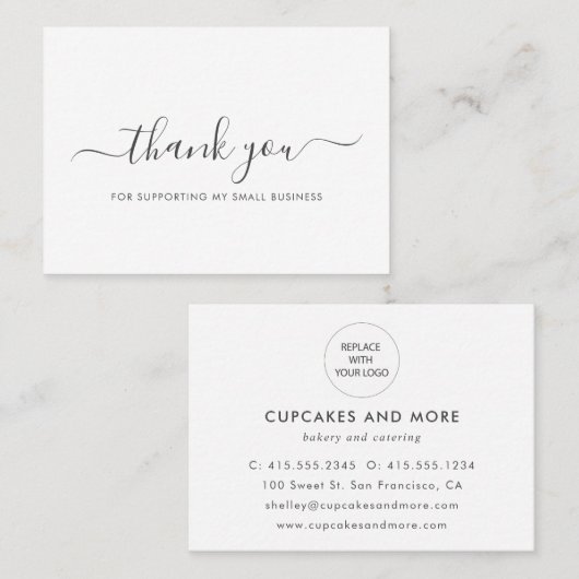 Elegante Minimalistisch Dankeschön Business Card Visitenkarte (Vorne/Hinten)
