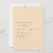 Elegante Minimalistisch Elegant Warme Beige Hochze Einladung (Vorderseite)