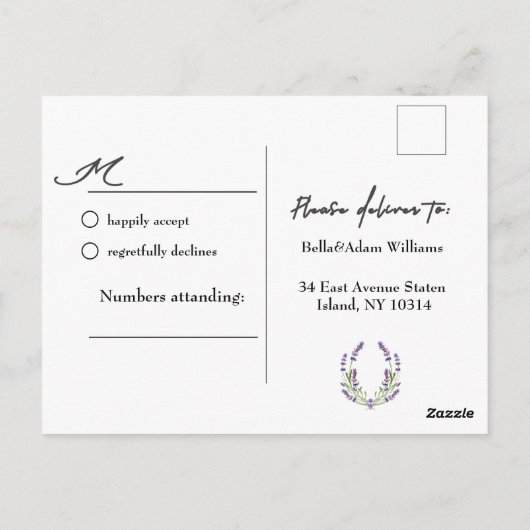 Elegante Minimalistisch Fashion Lavender UAWG Wedd Postkarte (Rückseite)