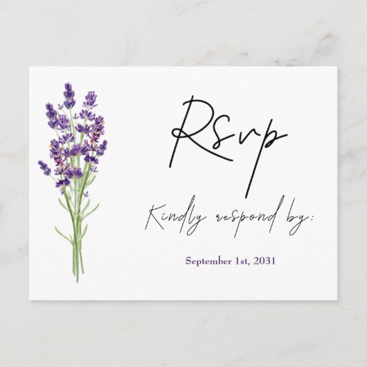 Elegante Minimalistisch Fashion Lavender UAWG Wedd Postkarte (Vorderseite)