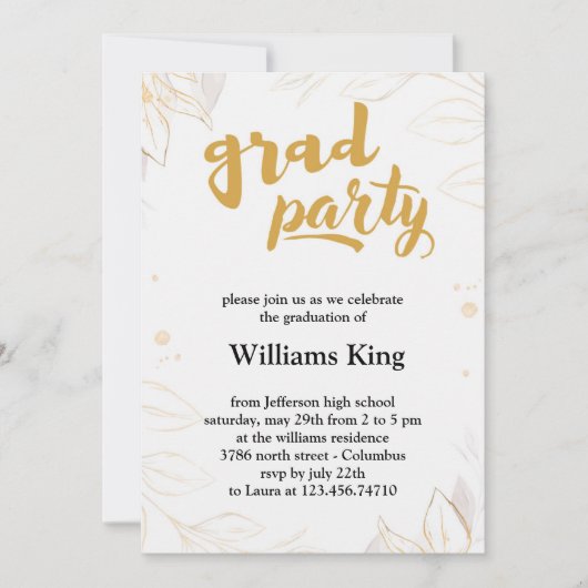 Elegante Minimalistisch gebürstete Charm Graduatio Einladung (Vorderseite)