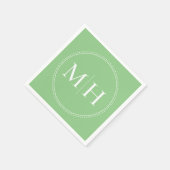 Elegante Minimalistisch-grüne Monogramm-Hochzeit Serviette (Ecke)