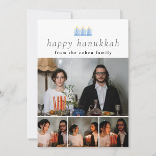 Elegante Minimalistisch Happy Hanukkah Familie 4 F Feiertagskarte