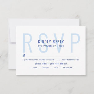 Elegante Minimalistisch Light Blue Modern Meal Cho RSVP Karte