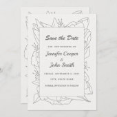 Elegante Minimalistisch Line Art Wedding Save the (Vorne/Hinten)