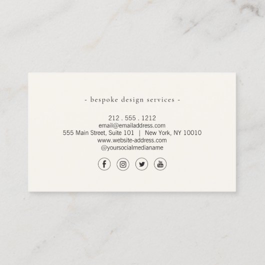 Elegante Minimalistisch Luxus Boutique Elfenbeinkü Visitenkarte (Rückseite)