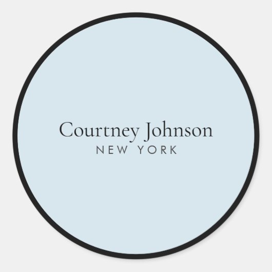 Elegante Minimalistisch Luxus Boutique Schwarz/Bla Runder Aufkleber (Vorderseite)