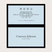 Elegante Minimalistisch Luxus Boutique Schwarz/Bla Visitenkarten (Außenseite Aufgefaltet)