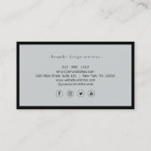 Elegante Minimalistisch Luxus Boutique Schwarz/Gra Visitenkarte (Rückseite)