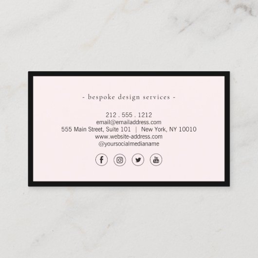 Elegante Minimalistisch Luxus Boutique Schwarz/Lt Visitenkarte (Rückseite)