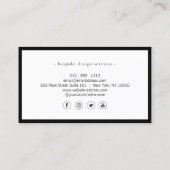 Elegante Minimalistisch Luxus Boutique Schwarz/Wei Visitenkarte (Rückseite)