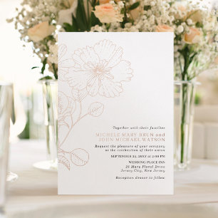 Elegante Minimalistisch Moderne Blume Rose Gold Folieneinladung