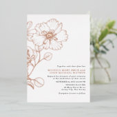 Elegante Minimalistisch Moderne Blume Rose Gold Folieneinladung (Stehend vorne)