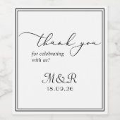 Elegante Minimalistisch Monogram Vielen Dank Weinetikett (Einzelnes Label)