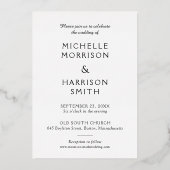 Elegante Minimalistisch Navy Blue Wedding Rose Gol Folieneinladung (Rückseite)